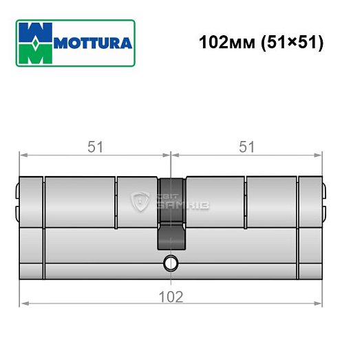 Циліндр MOTTURA Champions Pro 102 (51*51) матовий хром - Фото №7