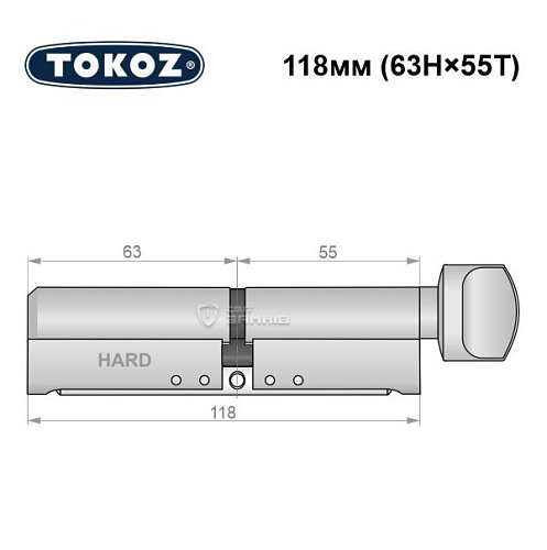 Циліндр TOKOZ Pro400 118T (63H*55T) (H - гартована сторона) нікель матовий - Фото №8