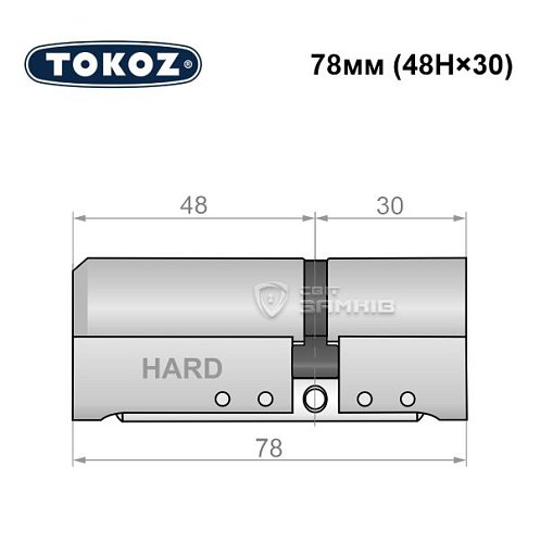 Циліндр TOKOZ Pro400 78 (48H*30) (H - гартована сторона) нікель матовий - Фото №8