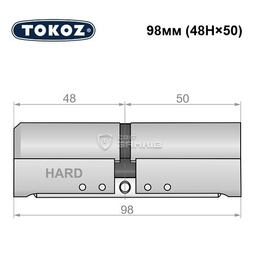 Циліндр TOKOZ Pro400 98 (48H*50) (H - гартована сторона) нікель матовий - Фото №8