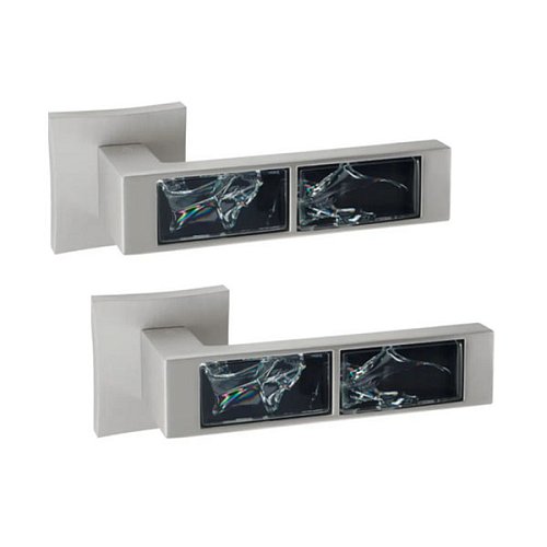 Ручки на розеті ORO/ORO Black Glass (15E) MSN матовий нікель - Фото №1