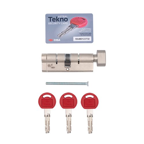 Циліндр CISA Astral Tekno PRO 100T (40*60T) нікель матовий 3 ключі - Фото №10