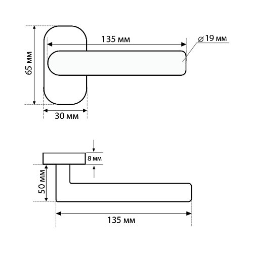 Ручки на розеті ABARO Rimini MM овальна розета нержавіюча сталь - Фото №8