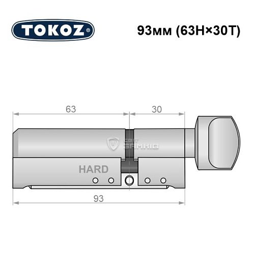 Циліндр TOKOZ Pro400 93T (63H*30T) (H - гартована сторона) нікель матовий - Фото №8