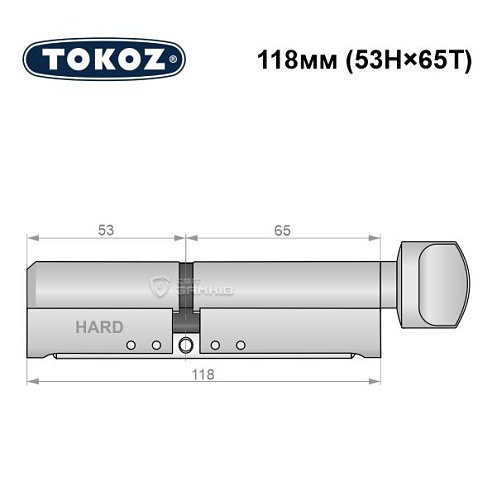 Циліндр TOKOZ Pro400 118T (53H*65T) (H - гартована сторона) нікель матовий - Фото №8