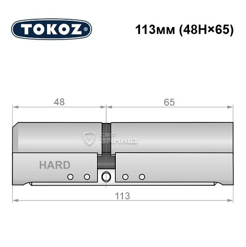 Циліндр TOKOZ Pro400 113 (48H*65) (H - гартована сторона) нікель матовий - Фото №8