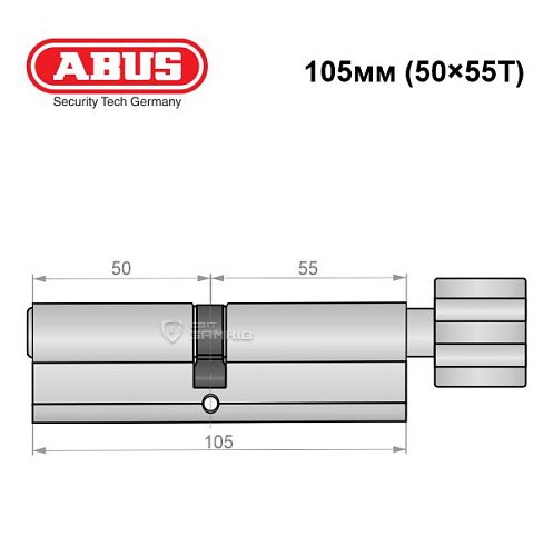 Циліндр ABUS Vitess 1000 105T (50*55T) нікель сатин - Фото №7