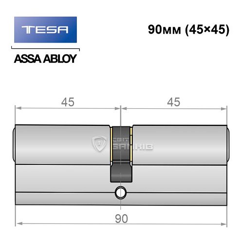 Циліндр TESA TE5 90 (45*45) нікель сатин 3 ключа - Фото №4