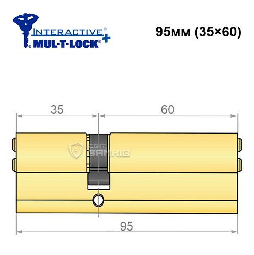 Циліндр MUL-T-LOCK MTL600/Interactive+ 95 (35*60) латунь - Фото №5