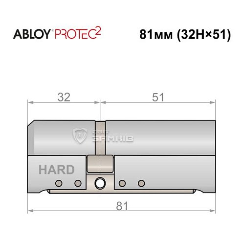 Циліндр ABLOY Protec2 83 (32H*51) (H - гартована сторона) хром полірований - Фото №4