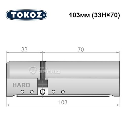Циліндр TOKOZ Pro400 103 (33H*70) (H - гартована сторона) нікель матовий - Фото №8