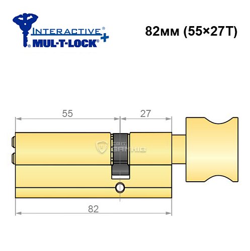 Циліндр MUL-T-LOCK MTL600/Interactive+ 82T (55*27T) (ан. 30*50) латунь - Фото №6