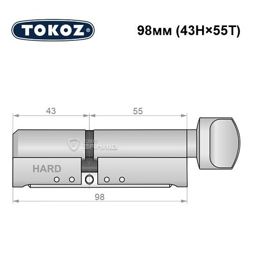 Циліндр TOKOZ Pro400 98T (43H*55T) (H - гартована сторона) нікель матовий - Фото №8