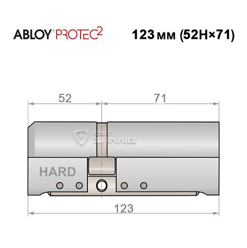 Циліндр ABLOY Protec2 123 (52H*71) (H - гартована сторона) хром полірований - Фото №4