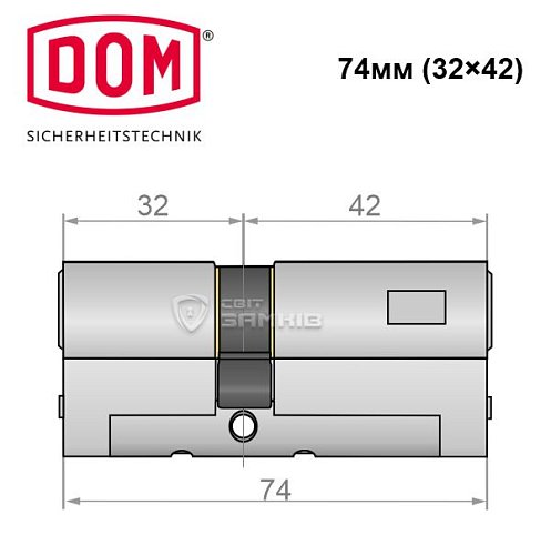 Циліндр DOM Diamant 74 (32*42) нікель сатин - Фото №4