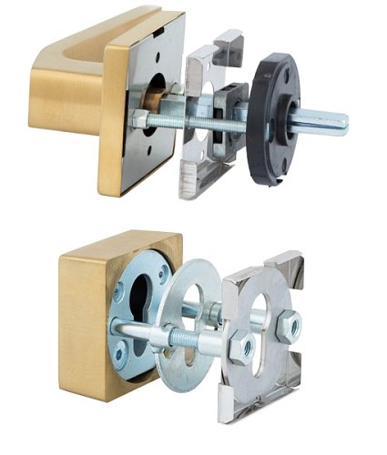 Ручки на розеті з протектором ROSTEX Quadrum нержавіюча сталь матова титан PVD - Фото №4