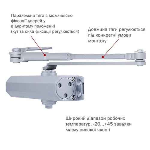 Дотягувач RYOBI DS-2055P BC PRL HO з фіксацією до 80кг Сірий - Фото №5